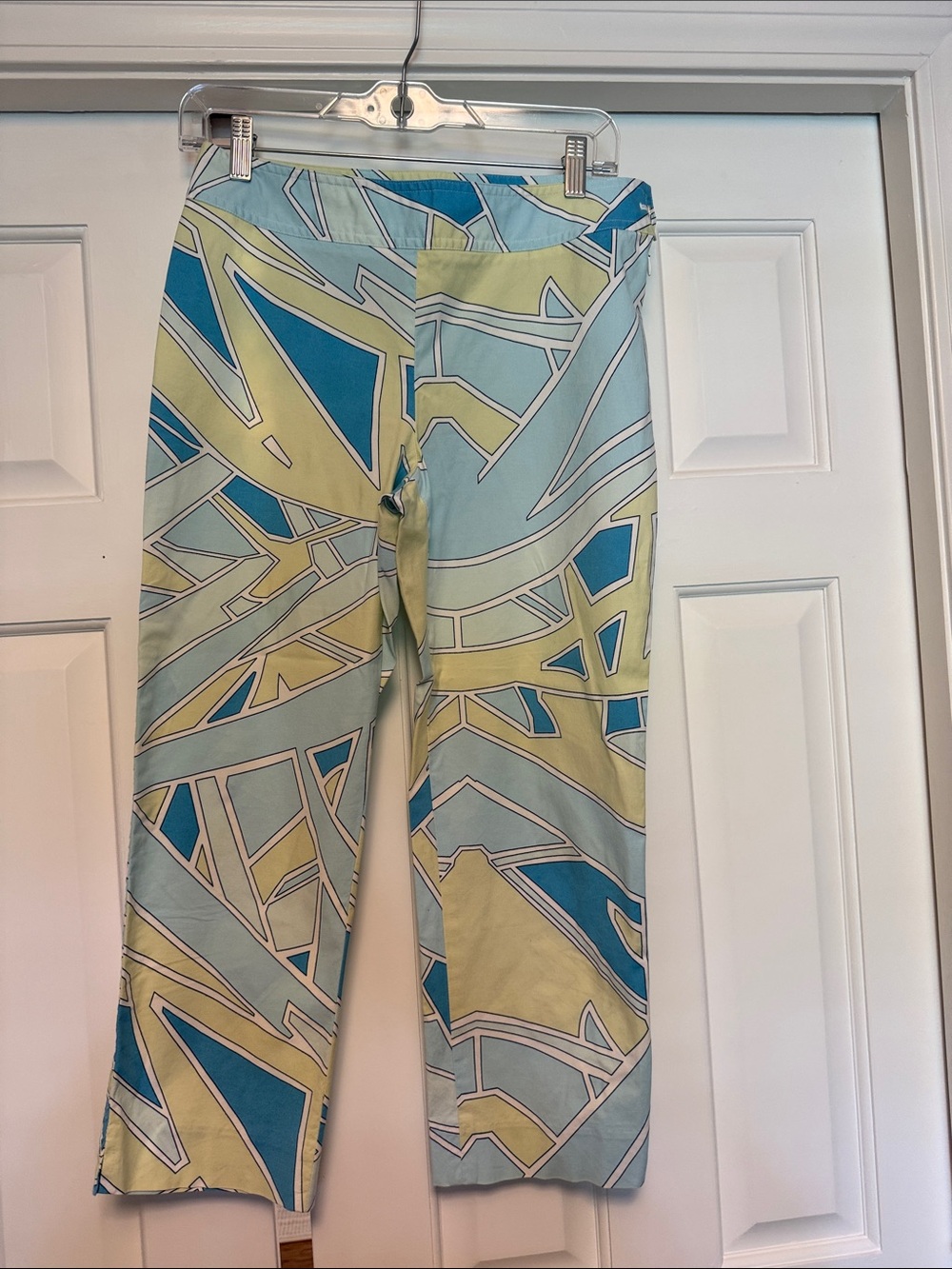 J. McLaughlin Geometric Pants in Aqua, Teal & Lemon